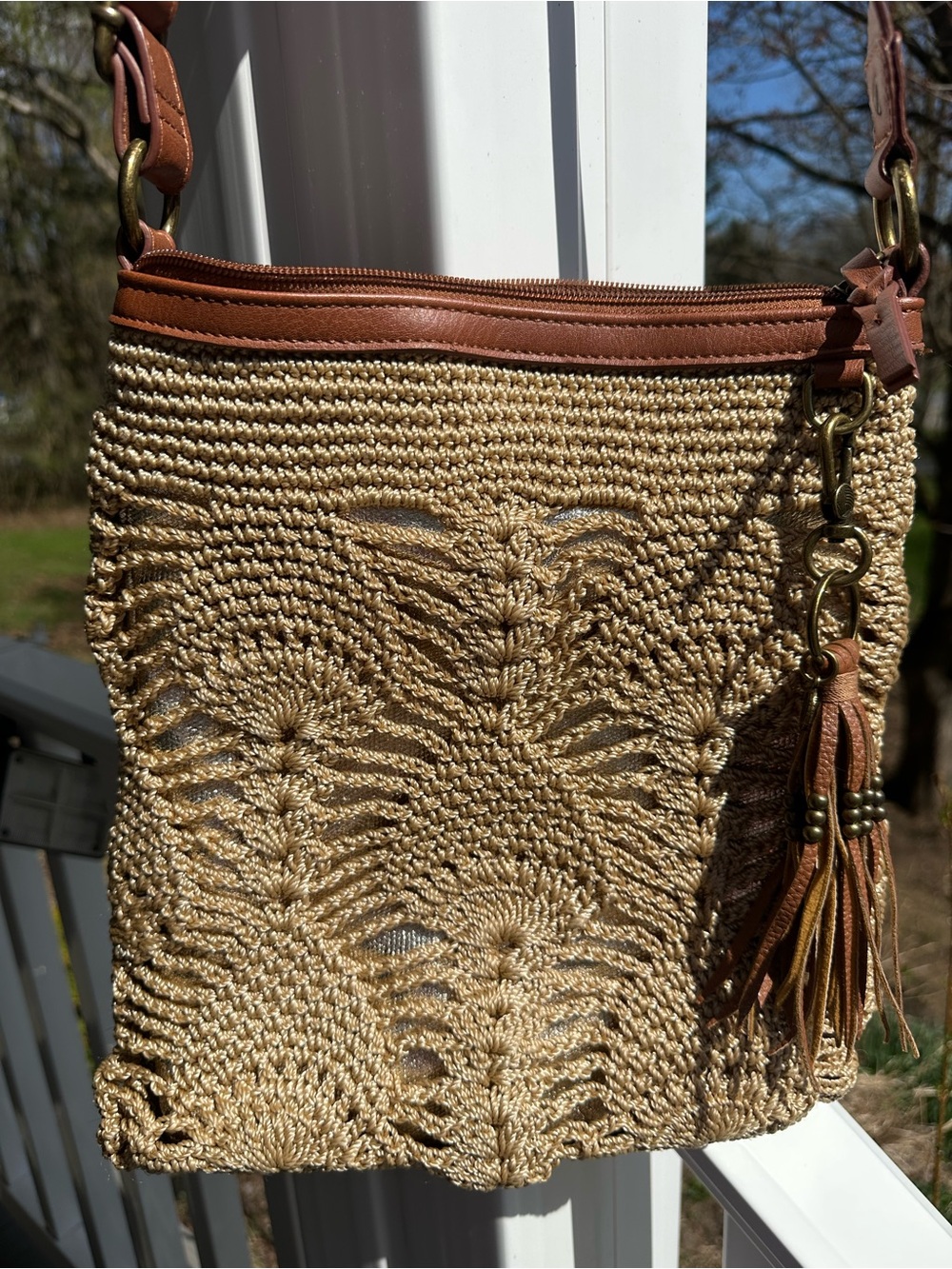 The Sak Lucia Crochet Crossbody Bag Bamboo Palm